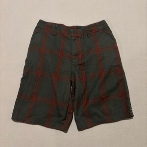 Quiksilver Plaid Shorts Size 30 Gray High Rise Embroidery Y2K Casual Summer